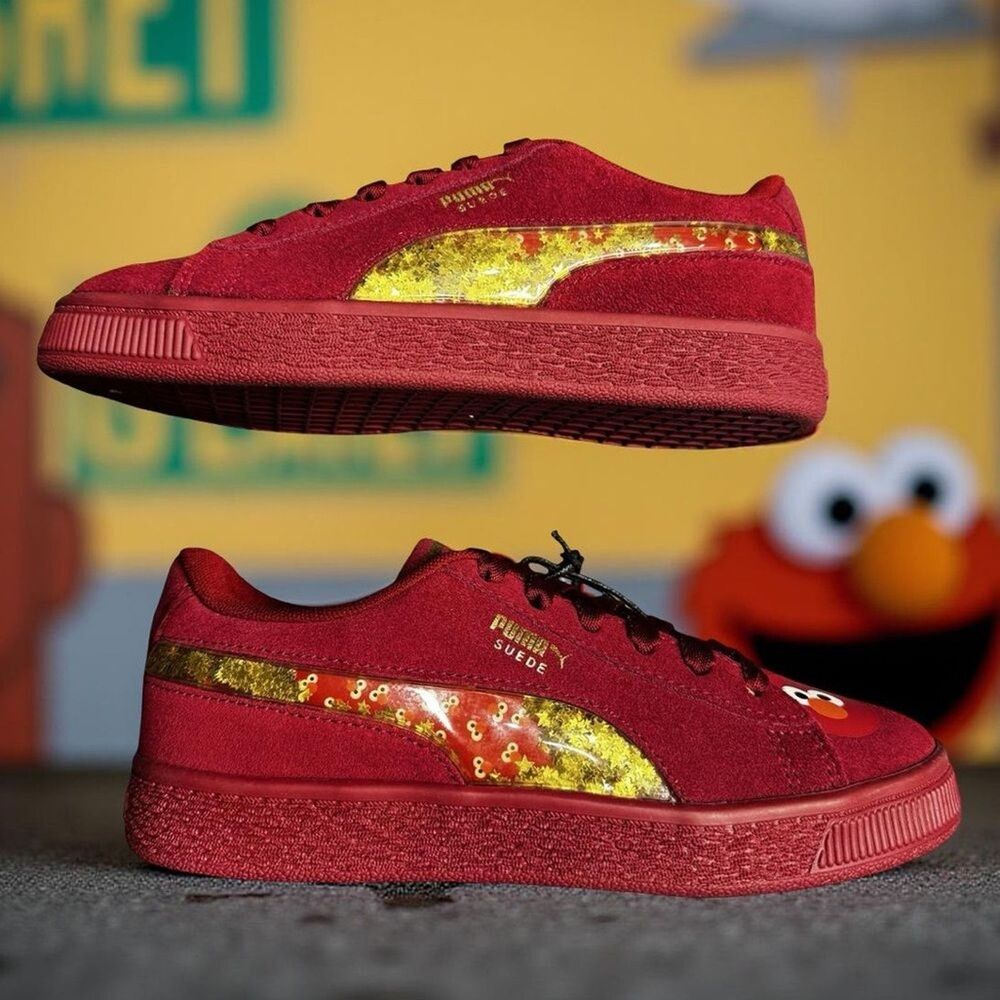 Puma x Sesame Street Elmo Sneakers Toddler 2.5C Red Gold Glitter Limited